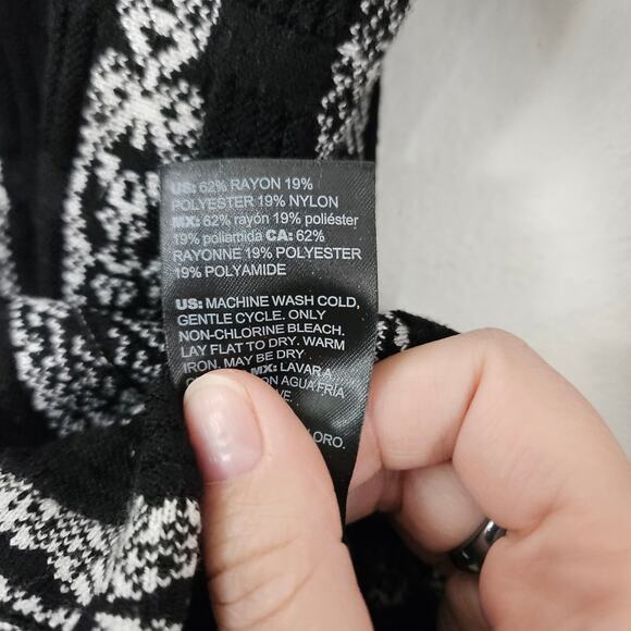 WHBM Black White Womens Vertical Striped Peplum Crew Neck Sweater Size Medium - Picture 6 of 7